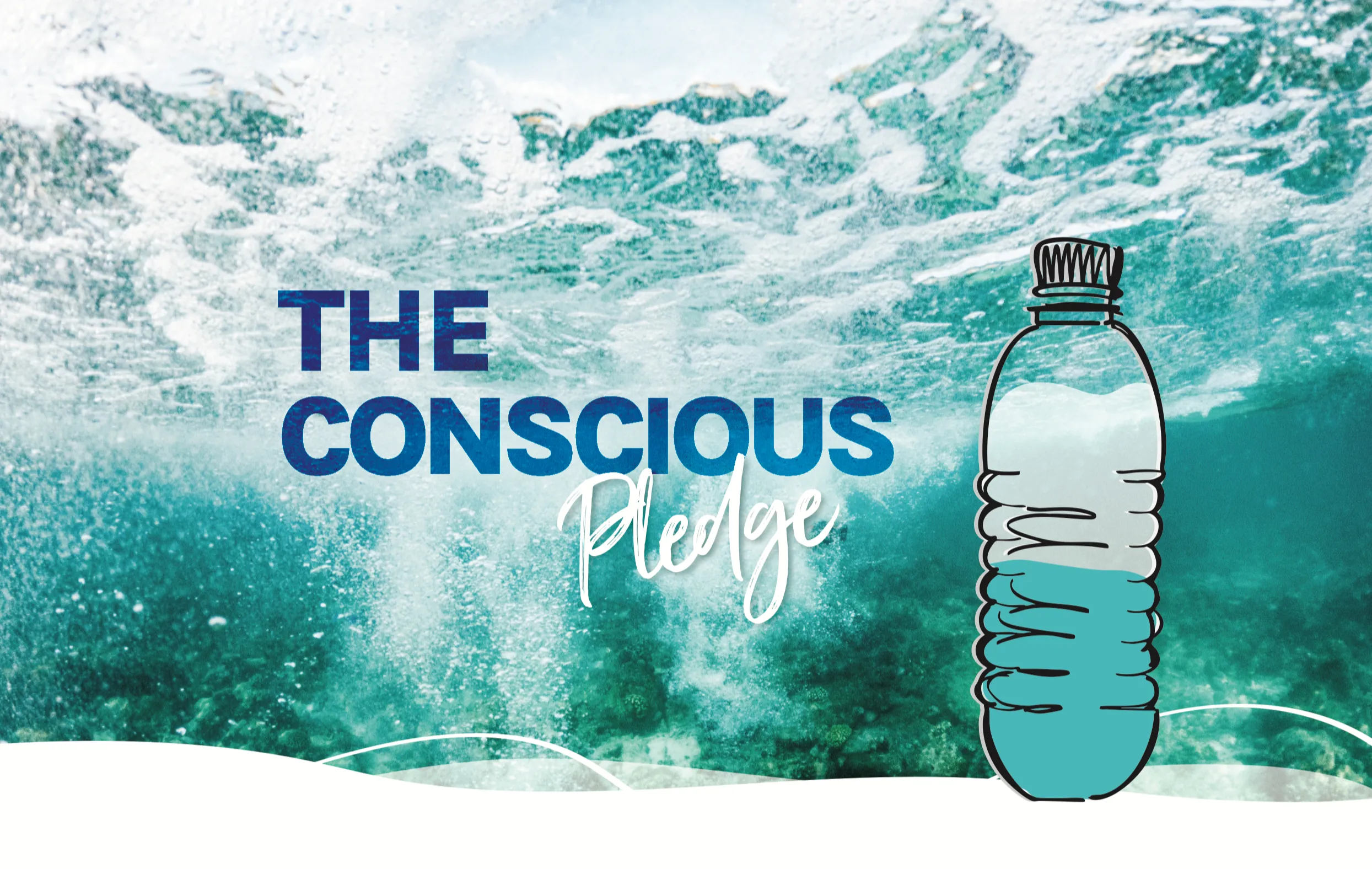 Water bottle and ocean background